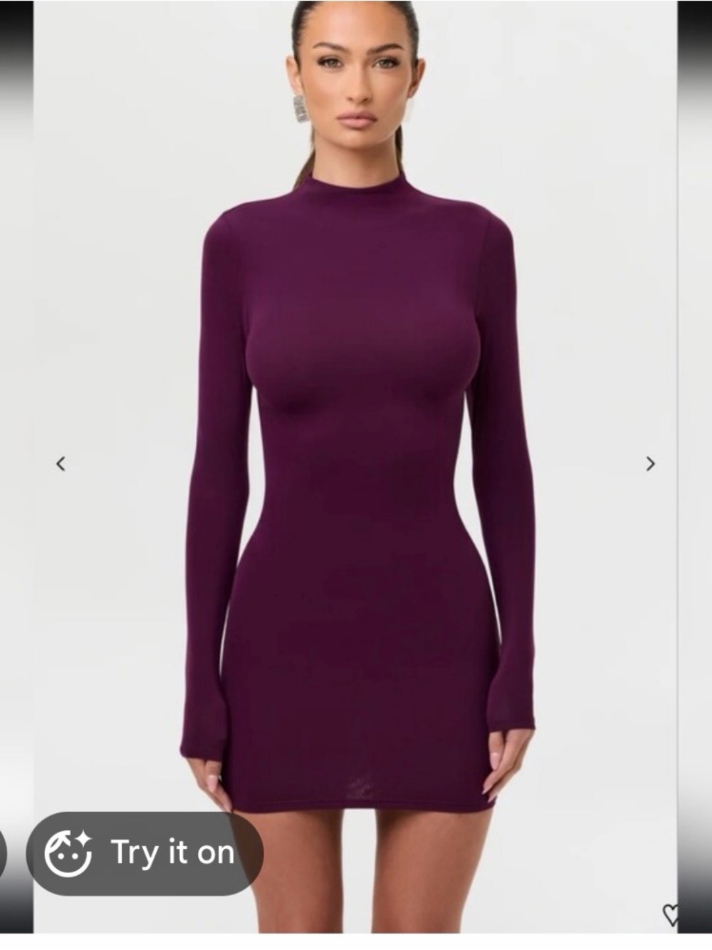 Naked wardrobe Nordstrom Women's Long-Sleeve Mock Neck Bodycon Dress - Plum l